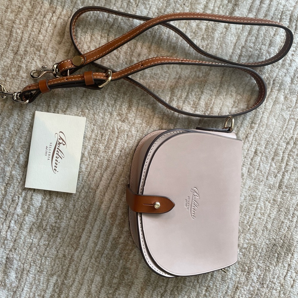Bolderini Simone bag, taupe and brown leather, made in Italy. Excellent!